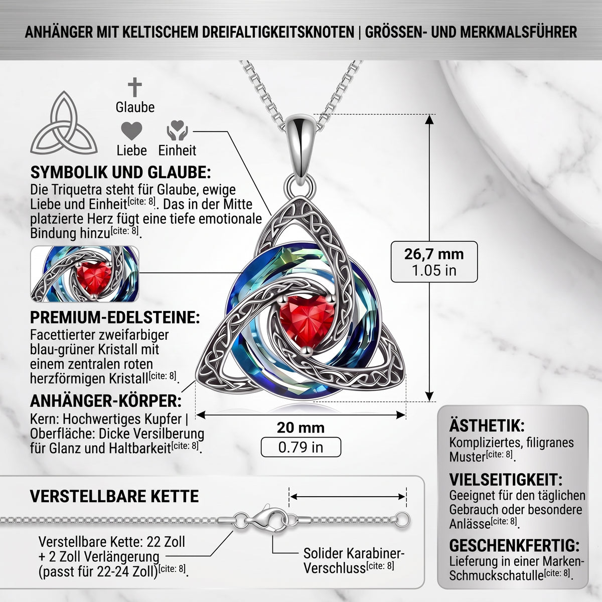 Halskette Hexenknoten – August (Peridot)