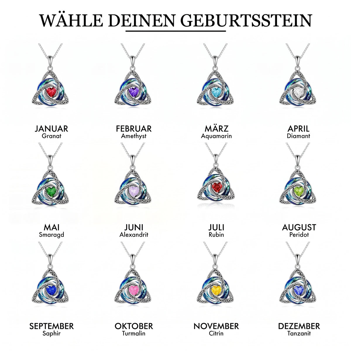 Halskette Hexenknoten – August (Peridot)
